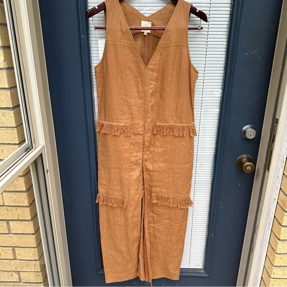 House of king size small 100% linen vest dress saddle bronze camel brown - Picture 1 of 8